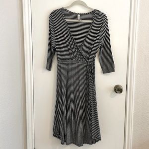 Indigenous Designs Black and Gray Striped Dress, Large